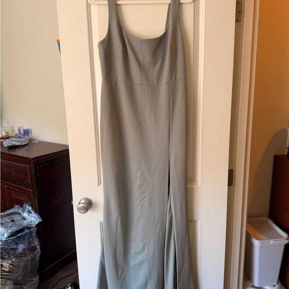 BHLDN Green Gray Maxi Slip Dress with Slit